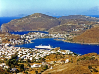 Harbor and ship on the island of Patmos